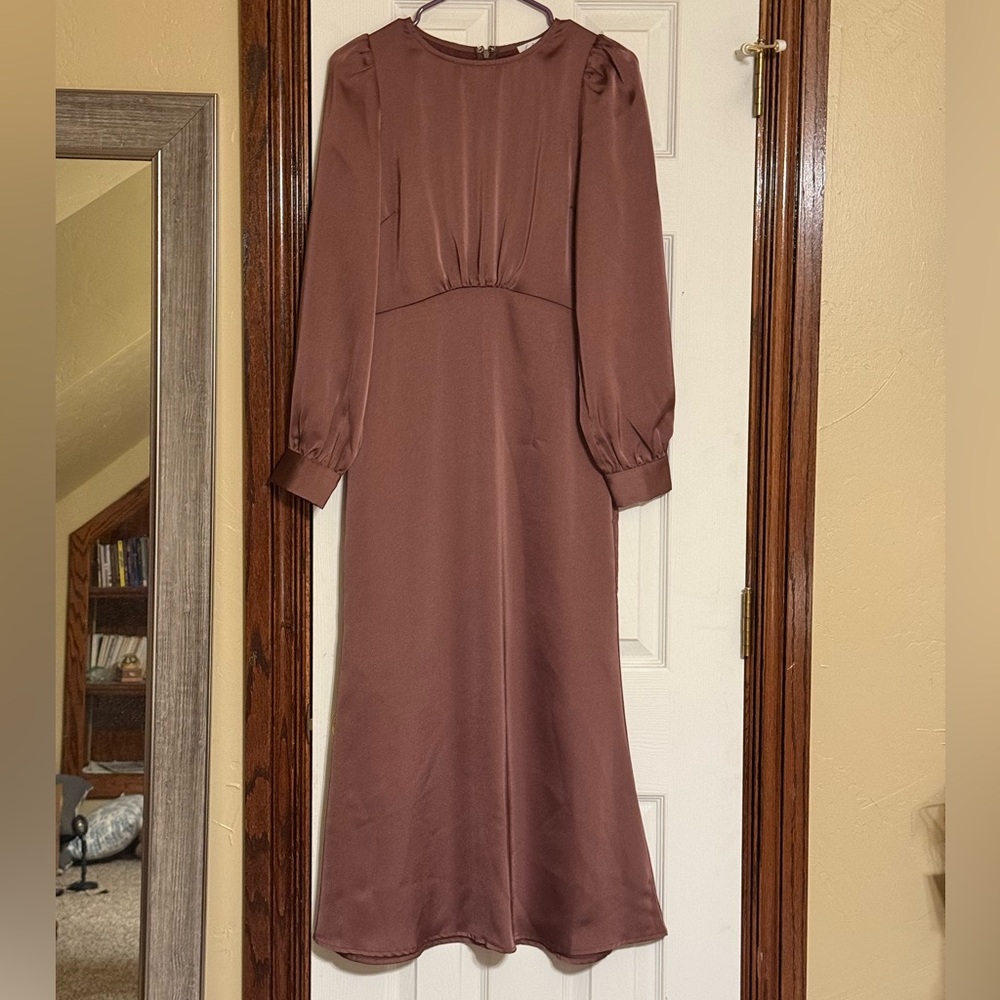 Satin Brown Women's Dress